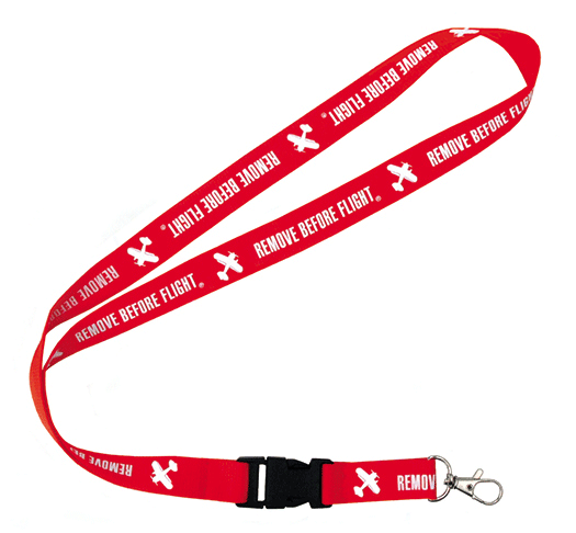 Klíčenka na krk Remove Before Flight - červená